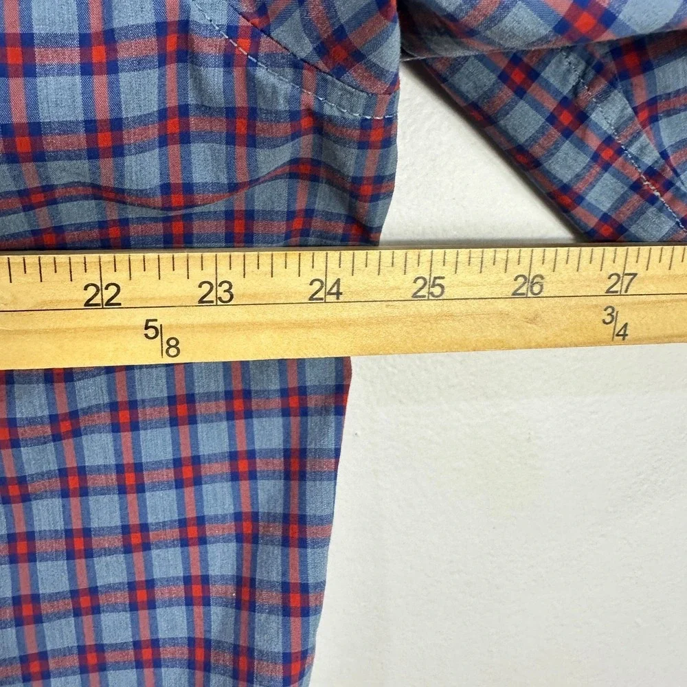 Banana Republic Button Down Shirt Mens‎ XL Blue Plaid Slim Flex Tech Stretch